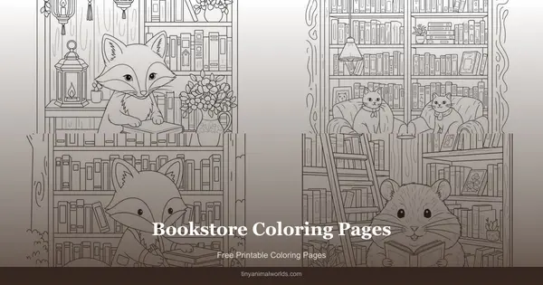 Bookstore Coloring Pages: Free Printable Cozy Bookshop and Library Scenes