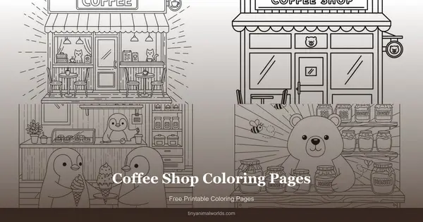 Coffee Shop Coloring Pages: Free Printable Cozy Cafe Scenes