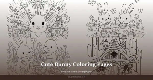 Cute Bunny Coloring Pages: Free Printable Rabbit and Bunny Scenes
