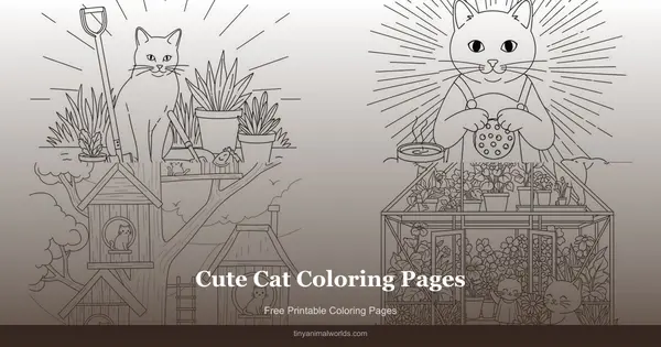 Cute Cat Coloring Pages: Free Printable Cozy Kitty Scenes for Coloring Lovers
