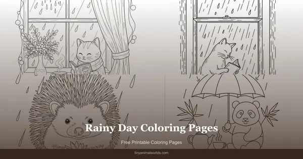 Rainy Day Coloring Pages: Free Printable Cozy Rain Scenes