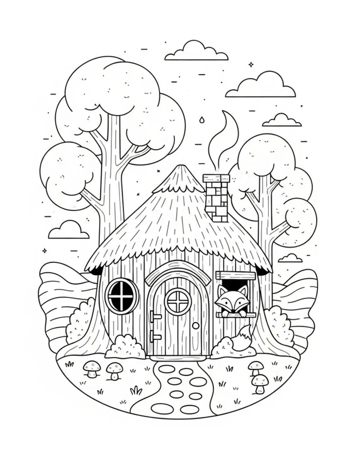 Cottage Market Coloring Pages: Free Printable Cozy Animal Market Scenes