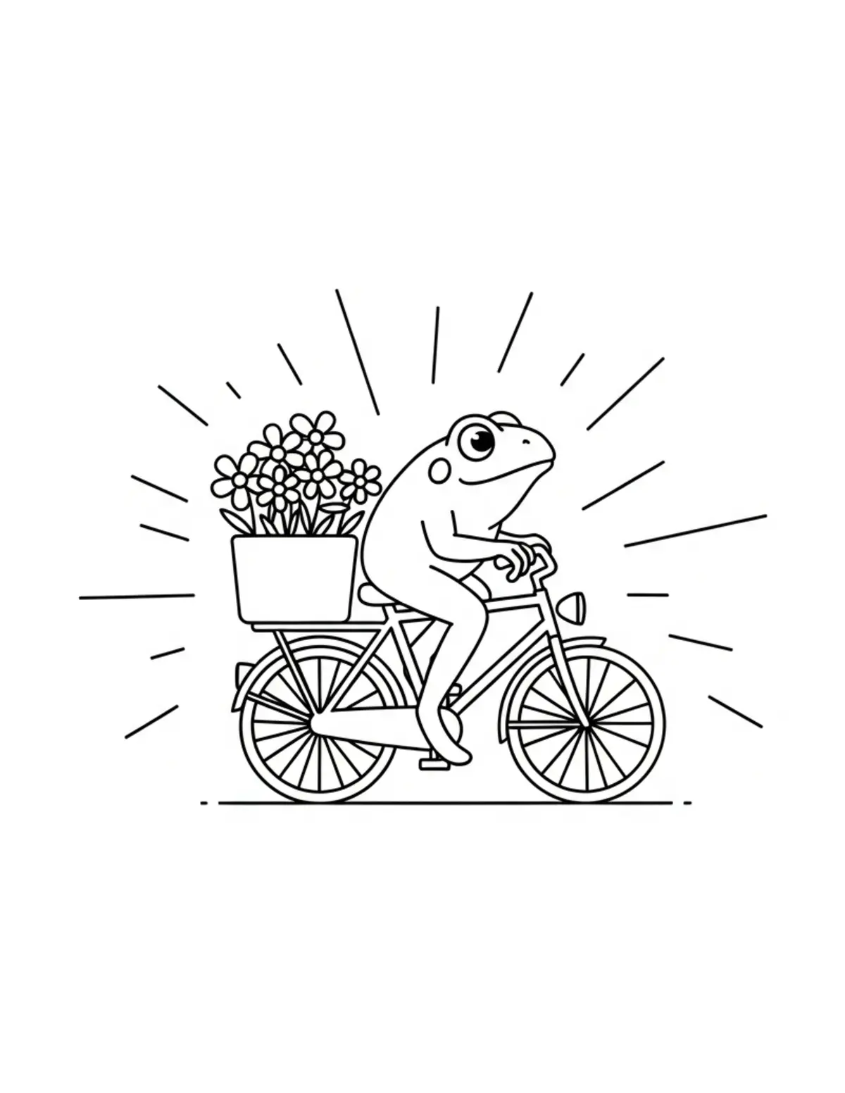 Free printable coloring page: tiny-frog-delivering-flowers-b coloring page. Cute and cozy design for kids and adults to download and print.