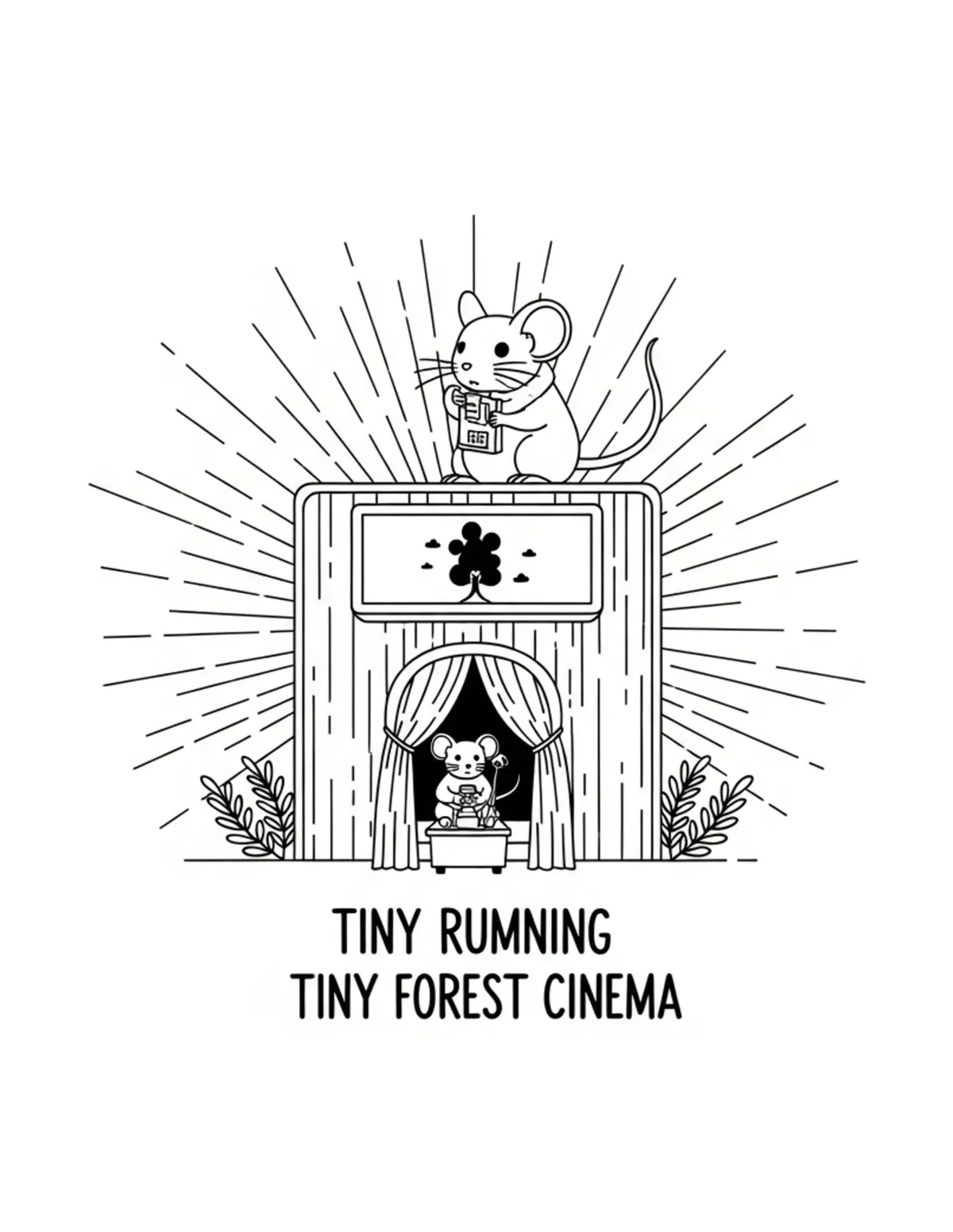 Free printable coloring page: tiny-mouse-running-a-tiny-fore coloring page. Cute and cozy design for kids and adults to download and print.