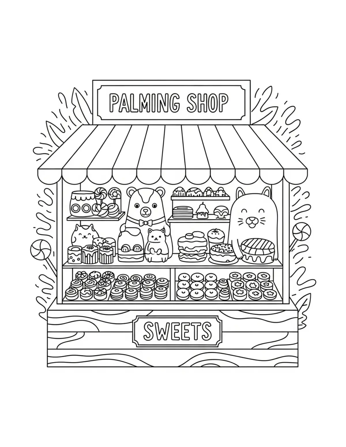 Forest Cafe Coloring Pages: Free Printable Woodland Coffee Shop Scenes