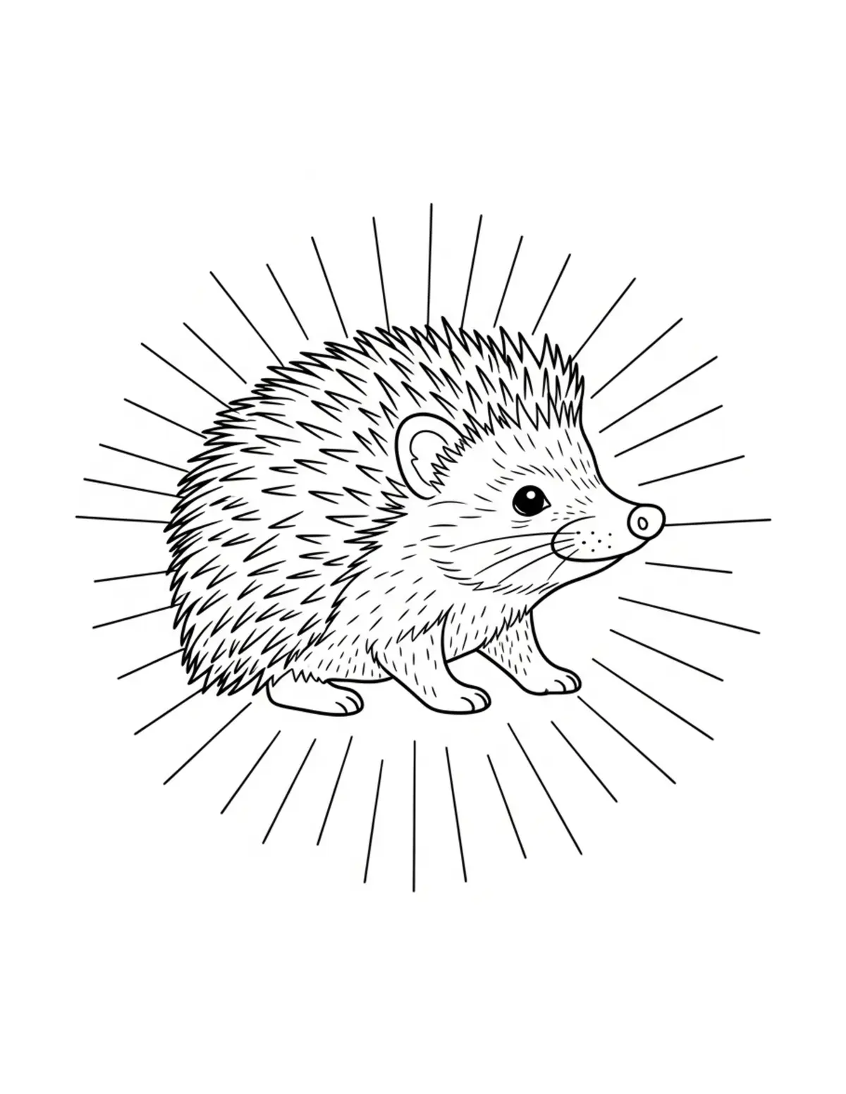Free printable coloring page: hedgehog enchanted forest coloring page. Cute and cozy design for kids and adults to download and print.