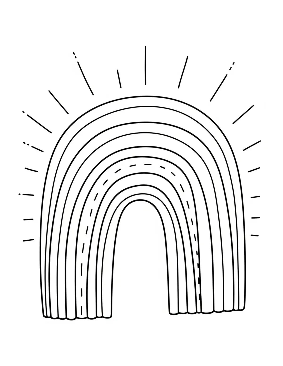 Free printable coloring page: bold-easy-rainbow-pattern coloring page. Cute and cozy design for kids and adults to download and print.