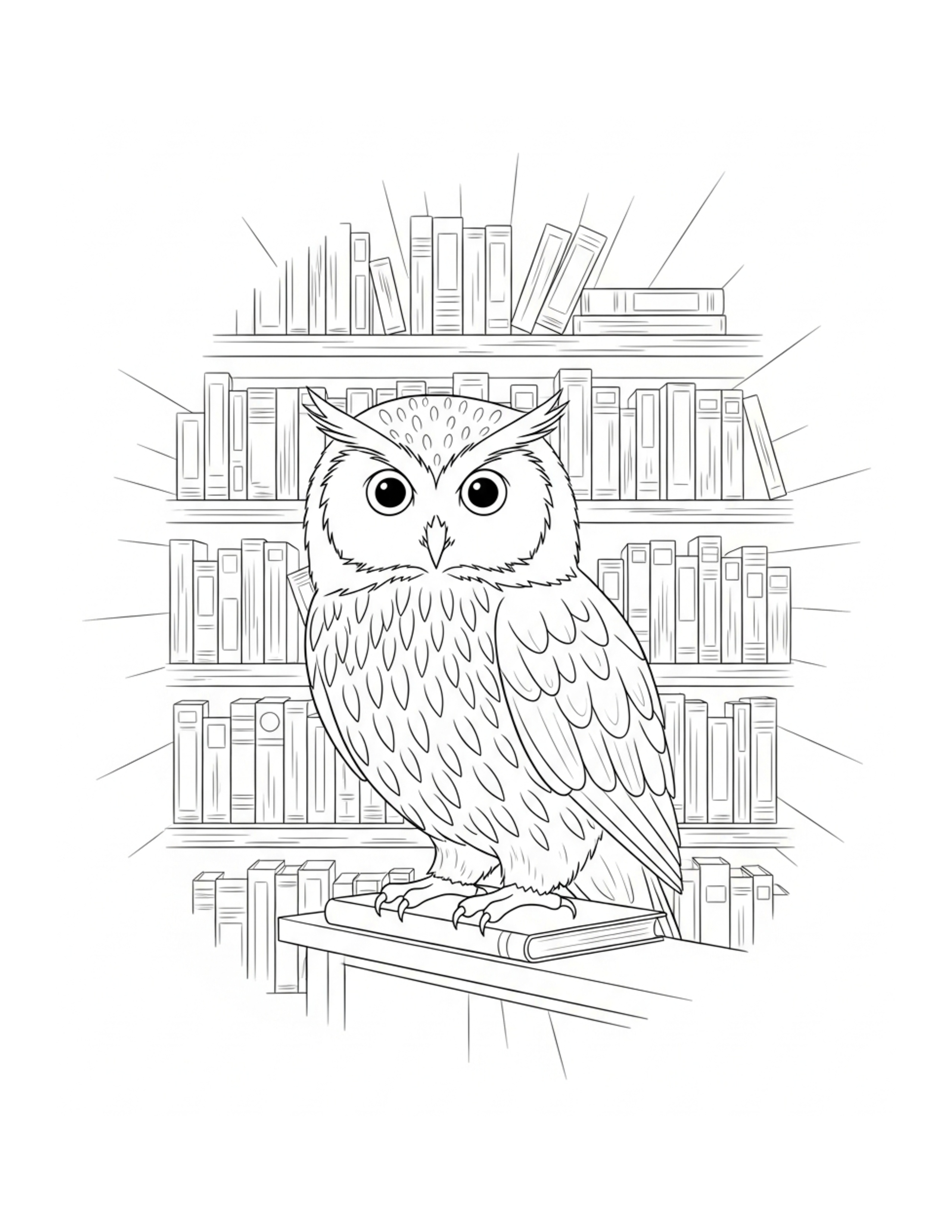 Owl Enjoying A Quiet Afternoon Coloring Page - free printable JPG featuring adorable owl