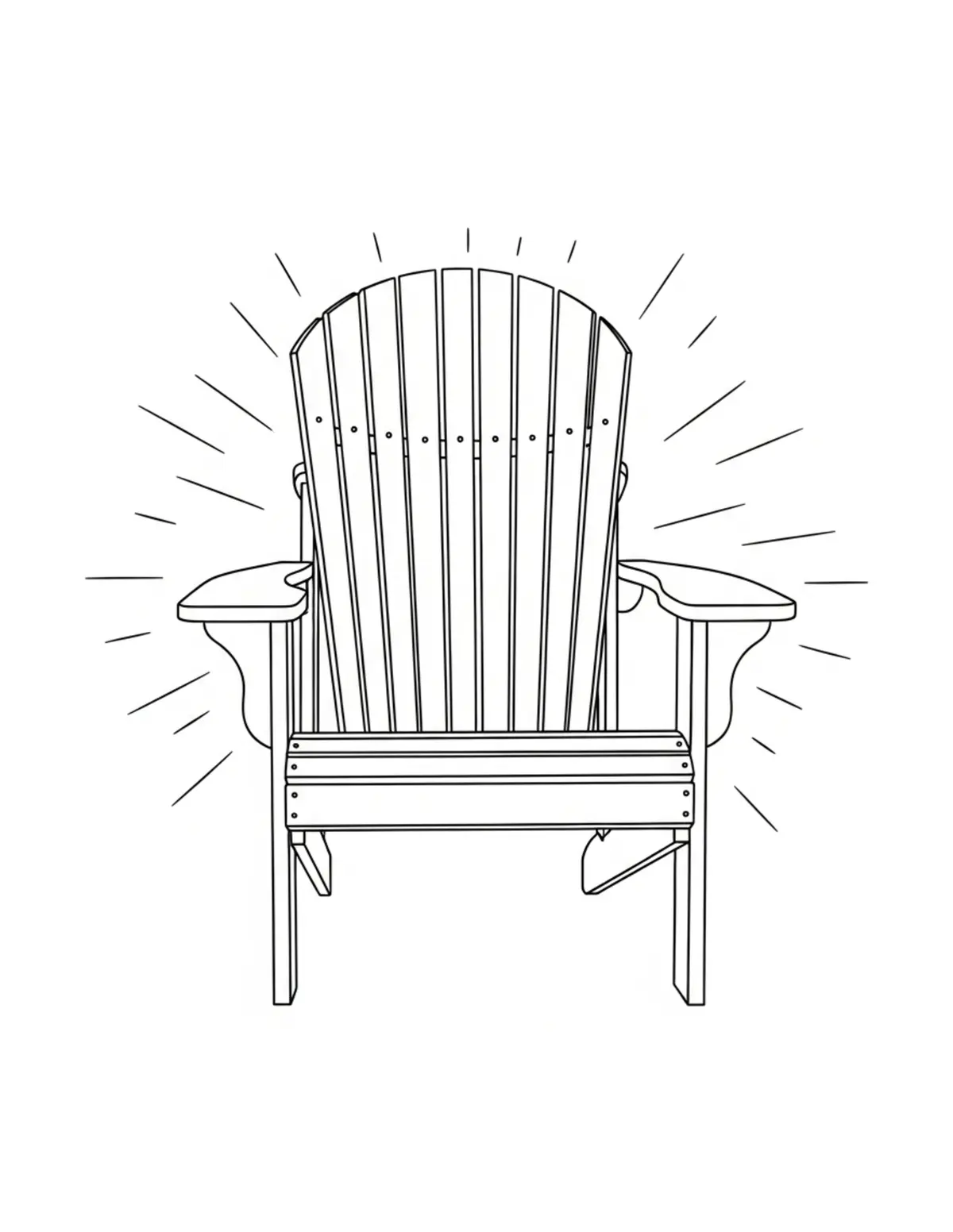 Free printable coloring page: cozy backyard stargazing chair coloring page. Cute and cozy summer design for kids and adults to download and print.