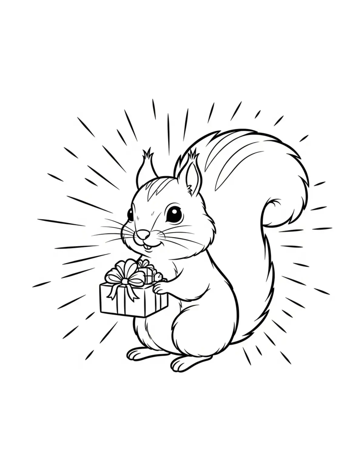 Free printable coloring page: tiny-squirrel-running-a-woodla coloring page. Cute and cozy design for kids and adults to download and print.