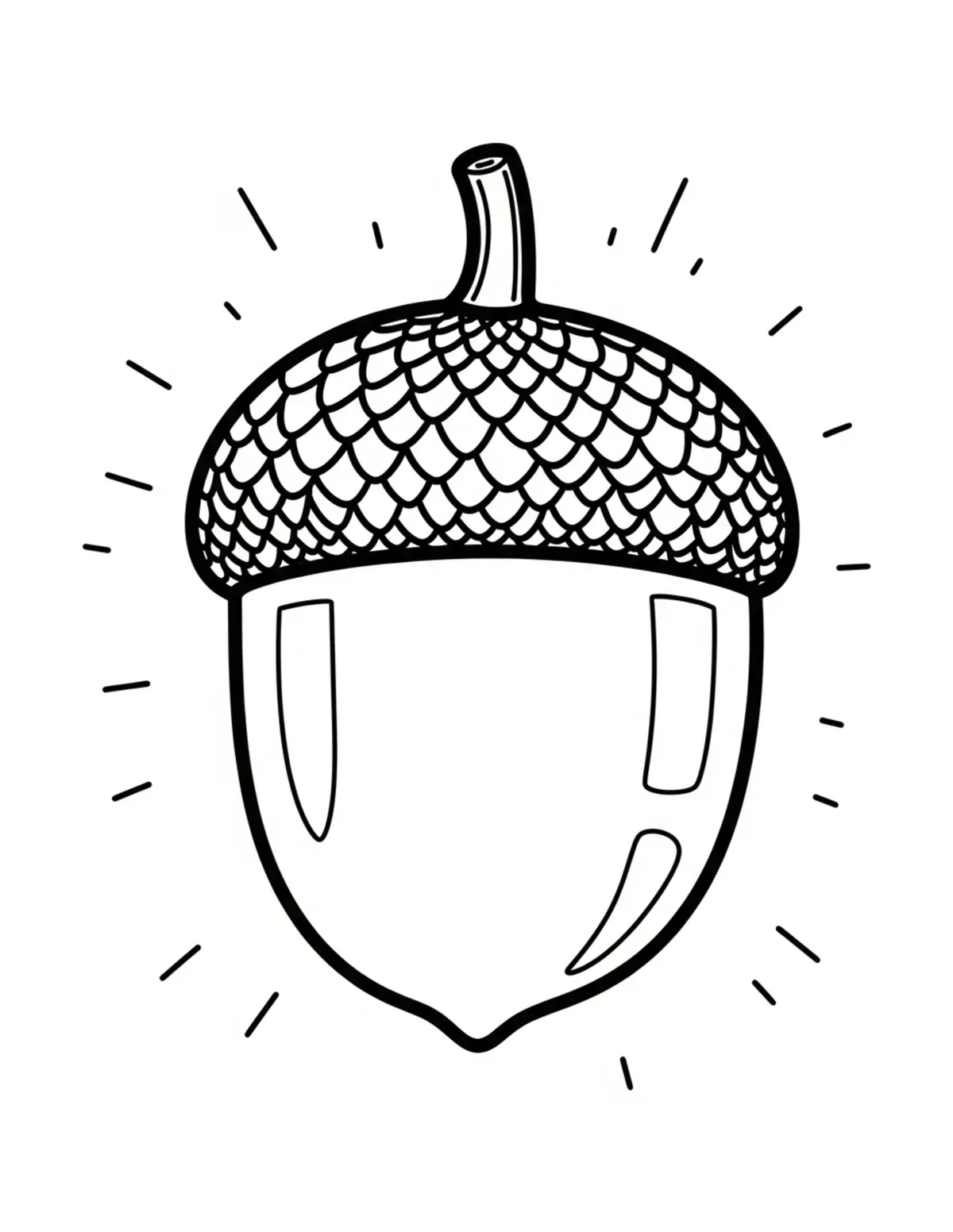 Free printable coloring page: bold-easy-acorn-pattern coloring page. Cute and cozy design for kids and adults to download and print.