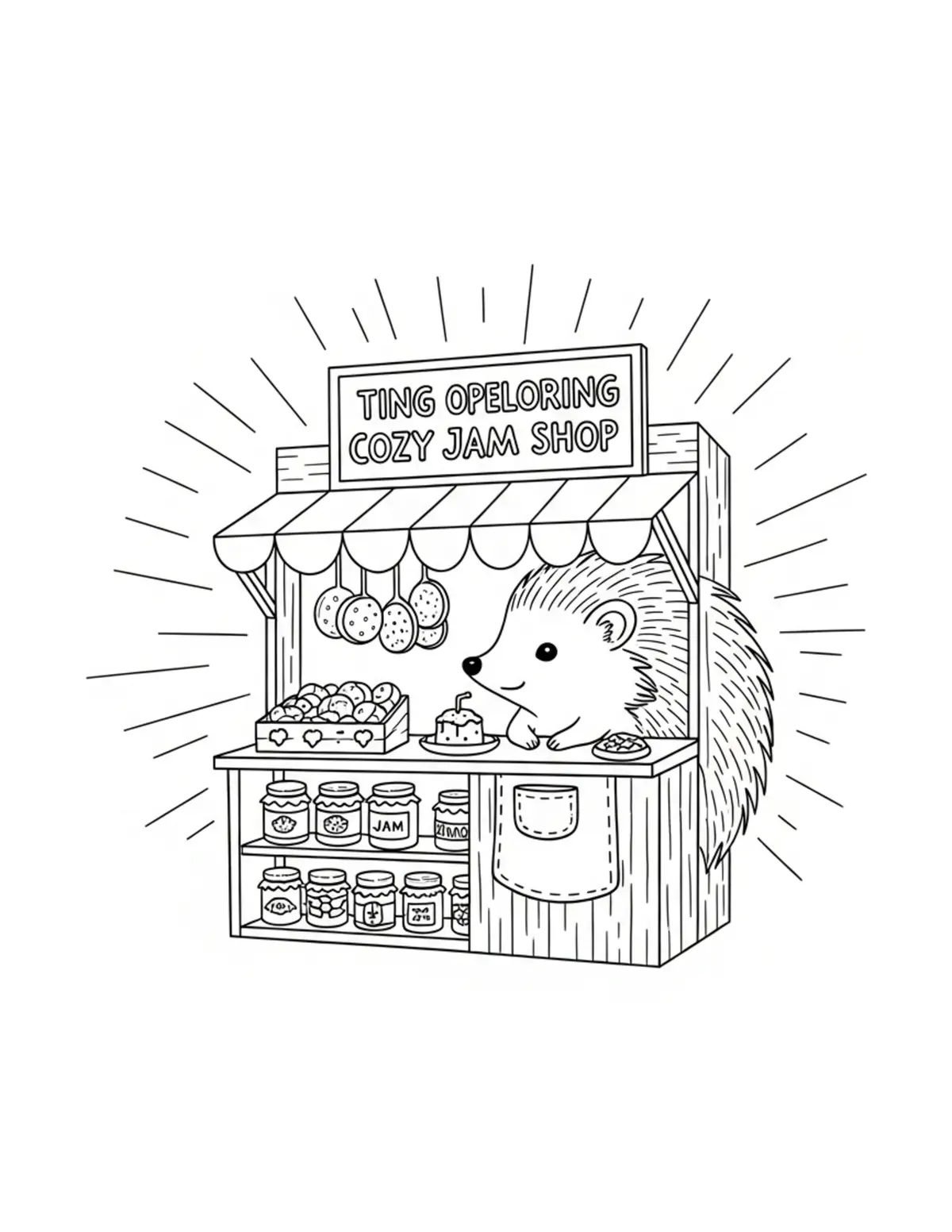 Free printable coloring page: tiny-hedgehog-operating-a-cozy coloring page. Cute and cozy design for kids and adults to download and print.