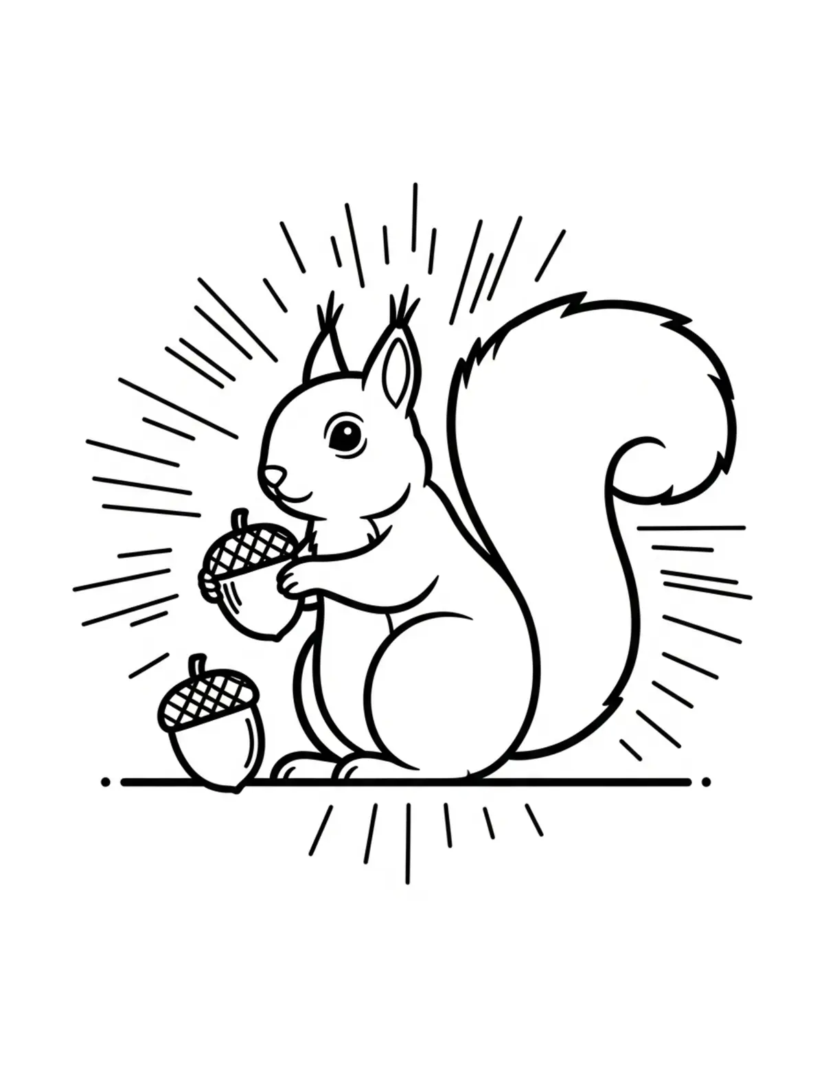Squirrel Acorn Festival coloring page - free printable JPG featuring adorable squirrels in a woodland scene