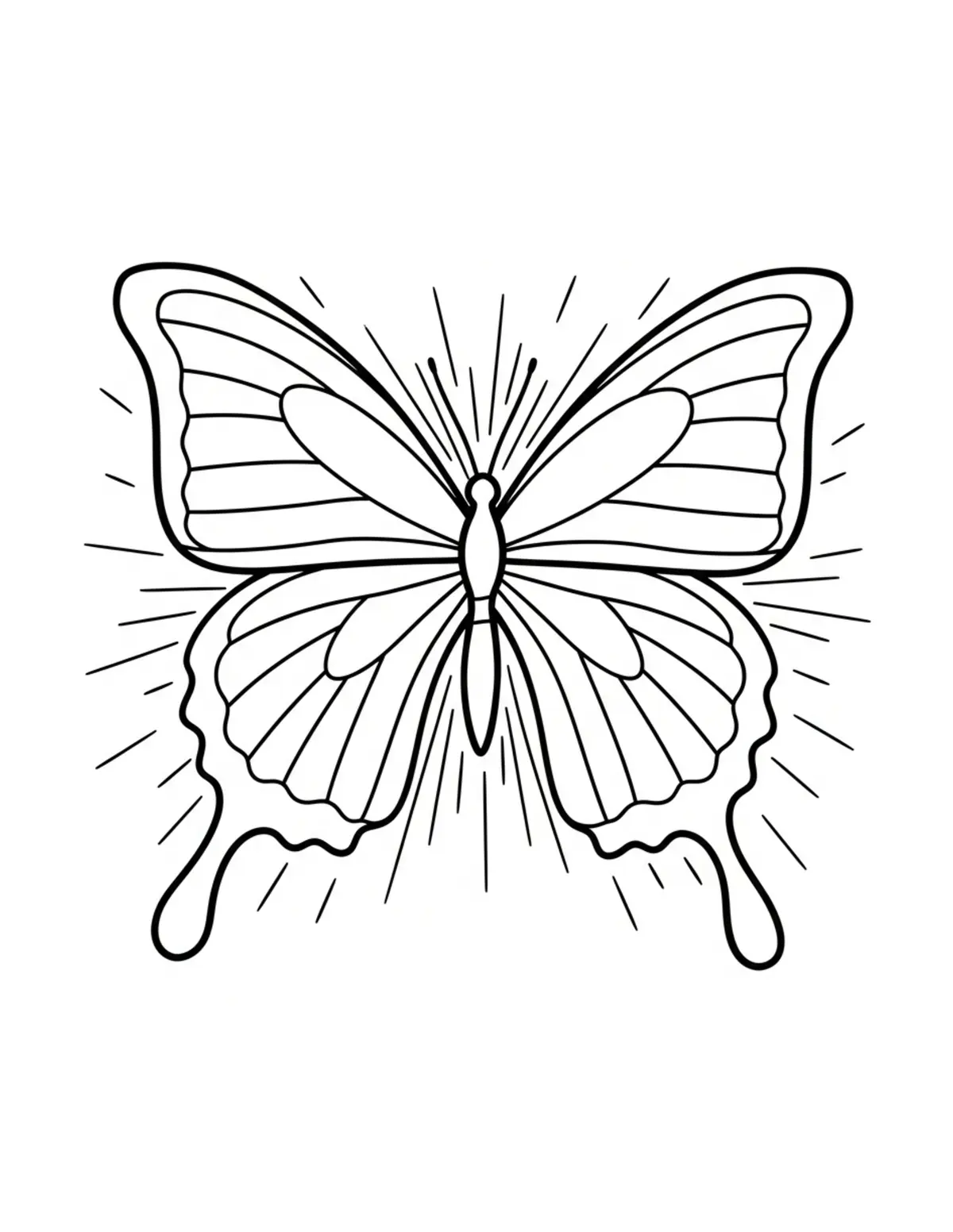 Free printable coloring page: bold-easy-butterfly-pattern coloring page. Cute and cozy design for kids and adults to download and print.
