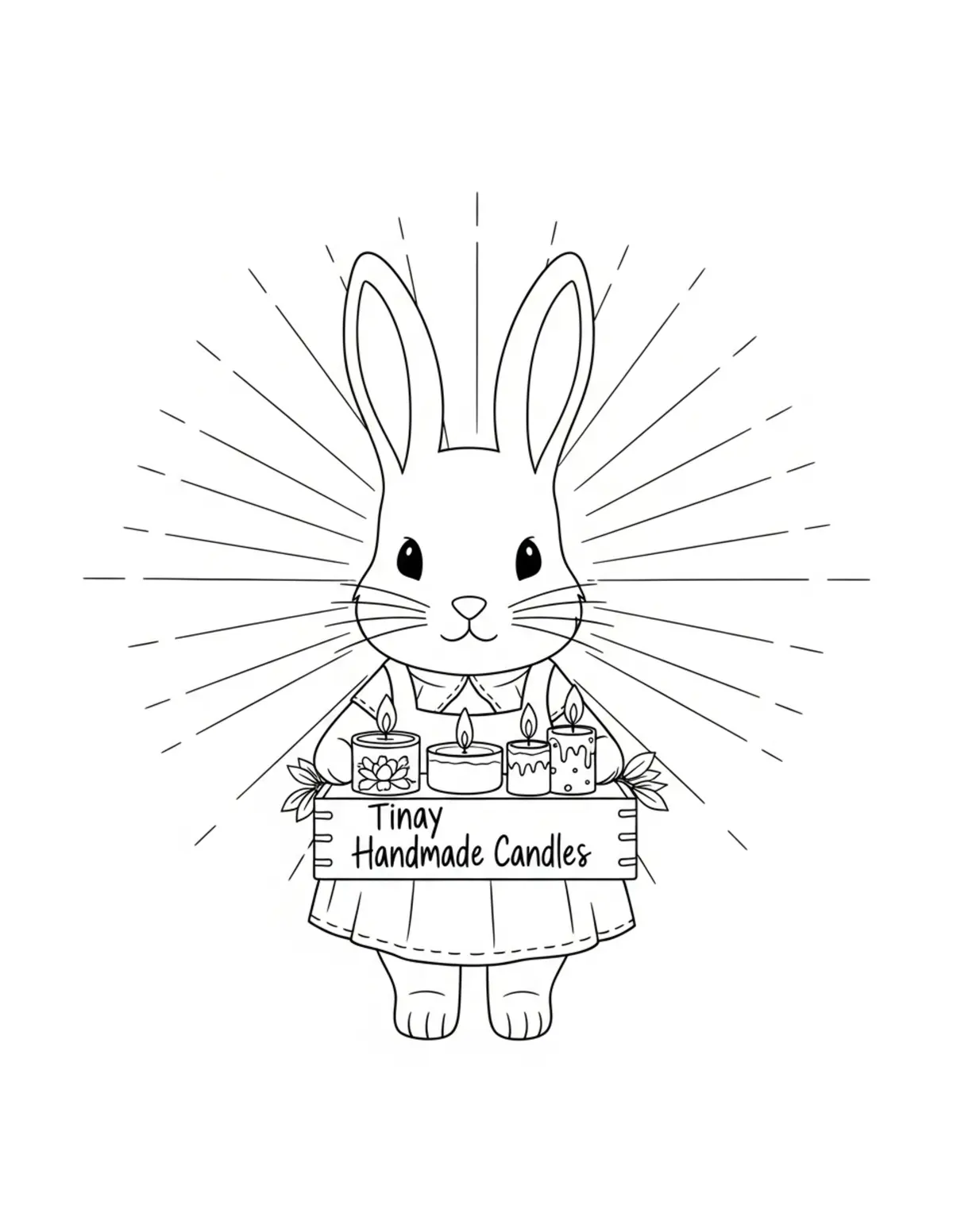 Free printable coloring page: tiny-bunny-selling-handmade-ca coloring page. Cute and cozy design for kids and adults to download and print.