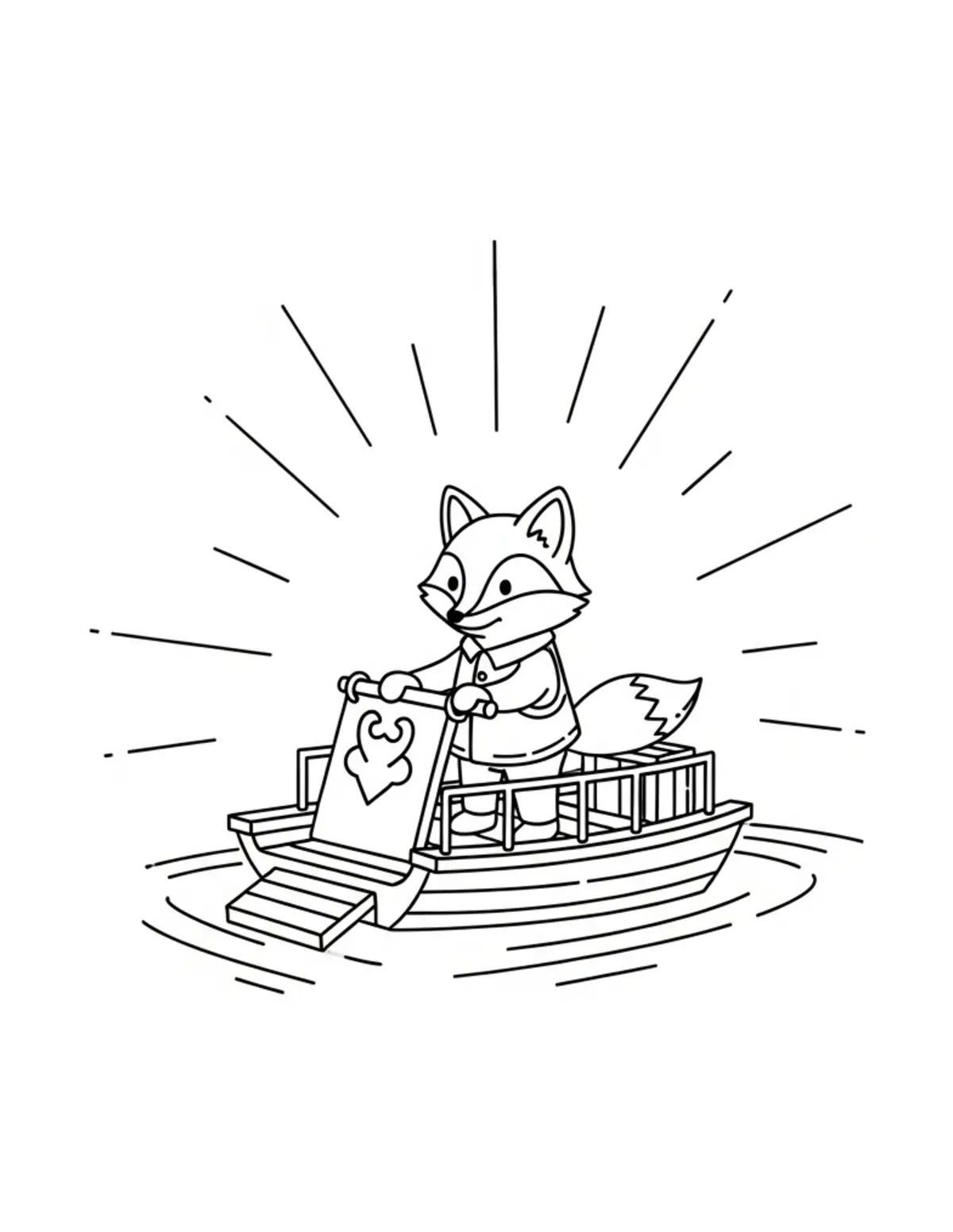 Free printable coloring page: tiny-fox-operating-a-forest-fe coloring page. Cute and cozy design for kids and adults to download and print.