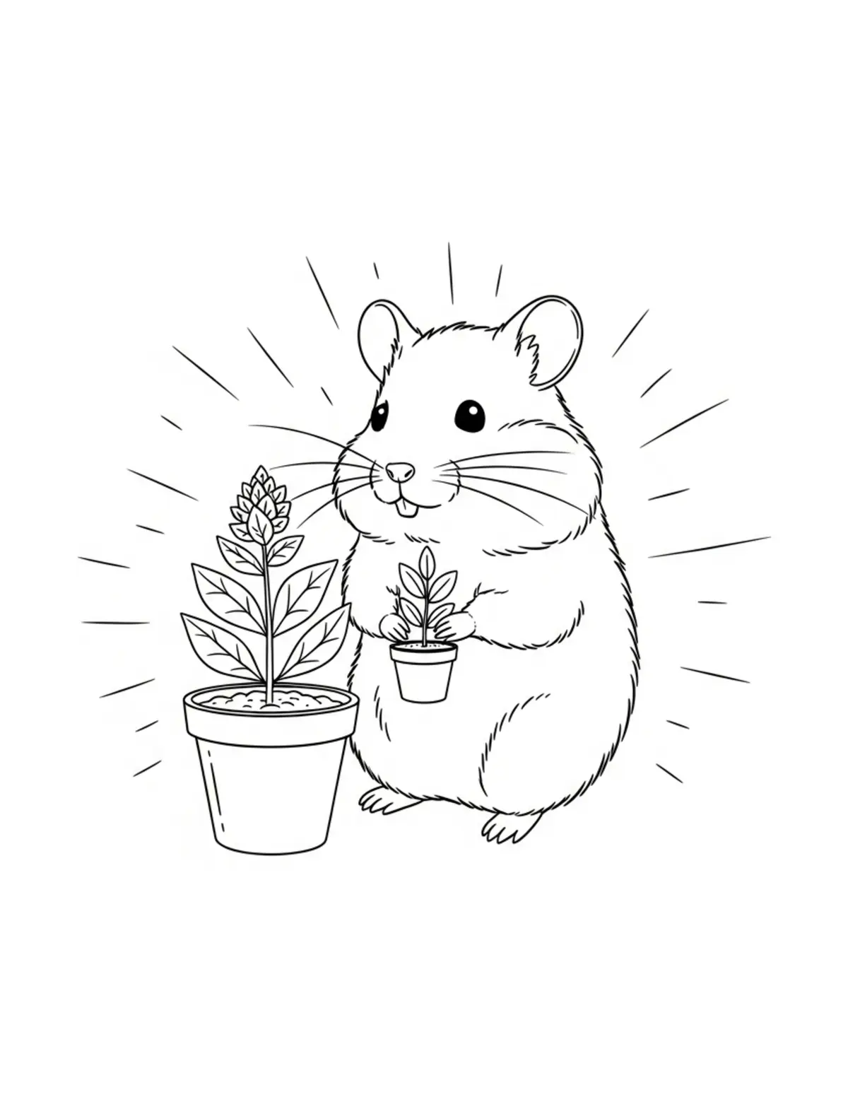 Free printable coloring page: tiny-hamster-running-a-mini-pl coloring page. Cute and cozy design for kids and adults to download and print.