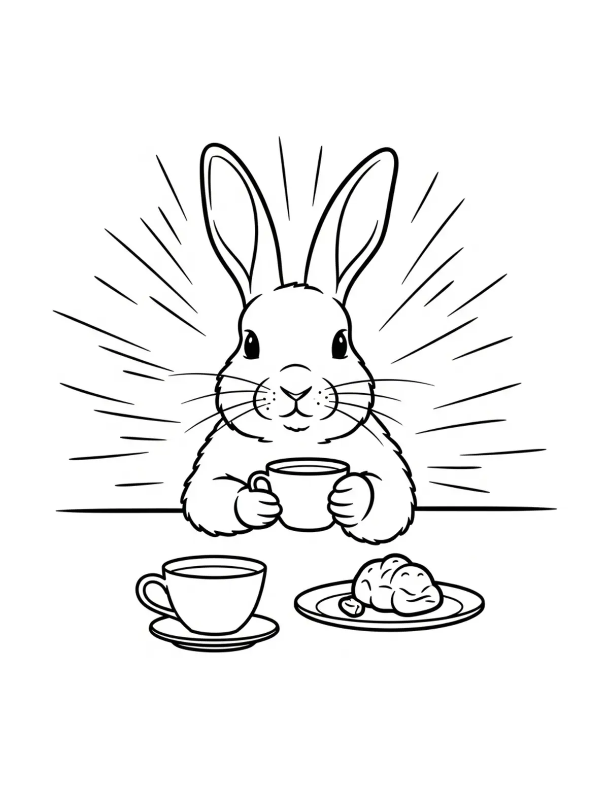 Rabbit Relaxing After A Succes Coloring Page - free printable JPG featuring adorable rabbit