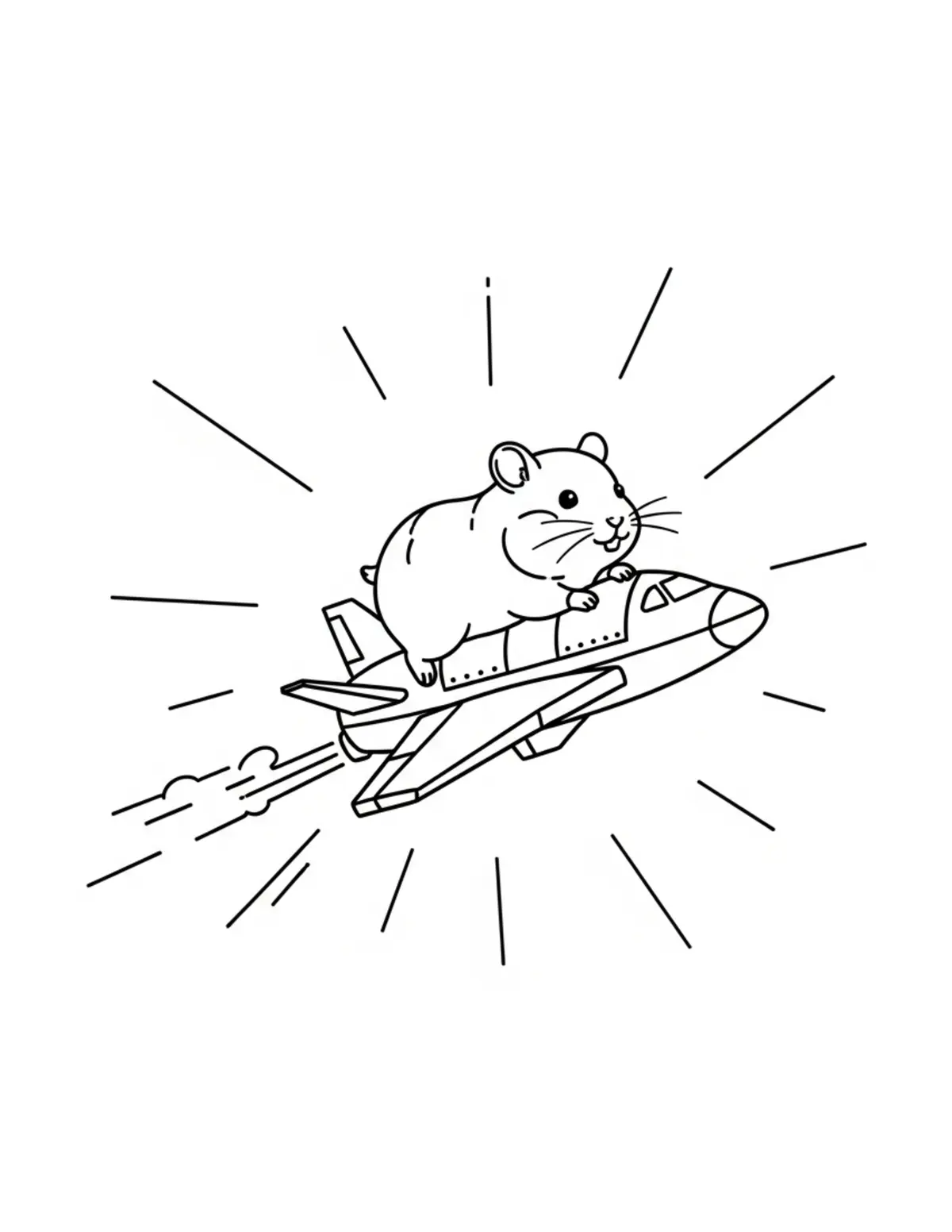 Free printable coloring page: tiny-hamster-flying-a-tiny-spa coloring page. Cute and cozy design for kids and adults to download and print.