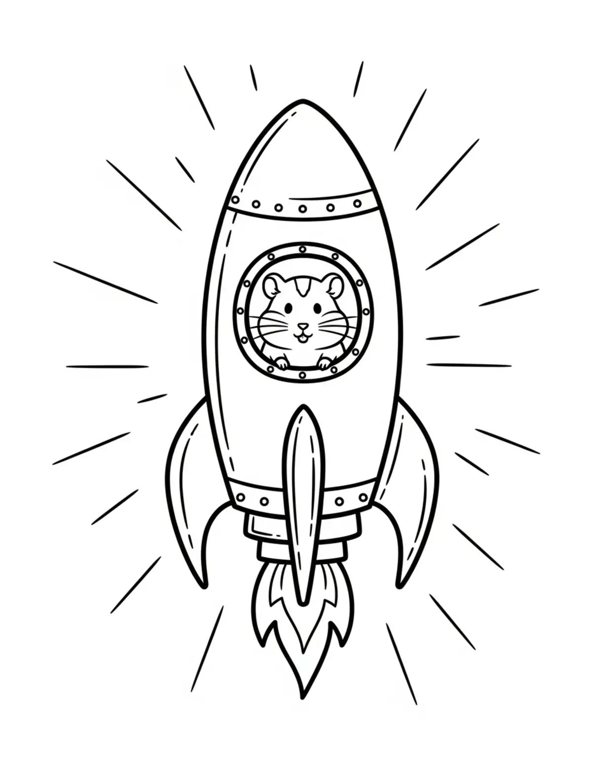 Free printable coloring page: tiny-hamster-piloting-a-cozy-r coloring page. Cute and cozy design for kids and adults to download and print.