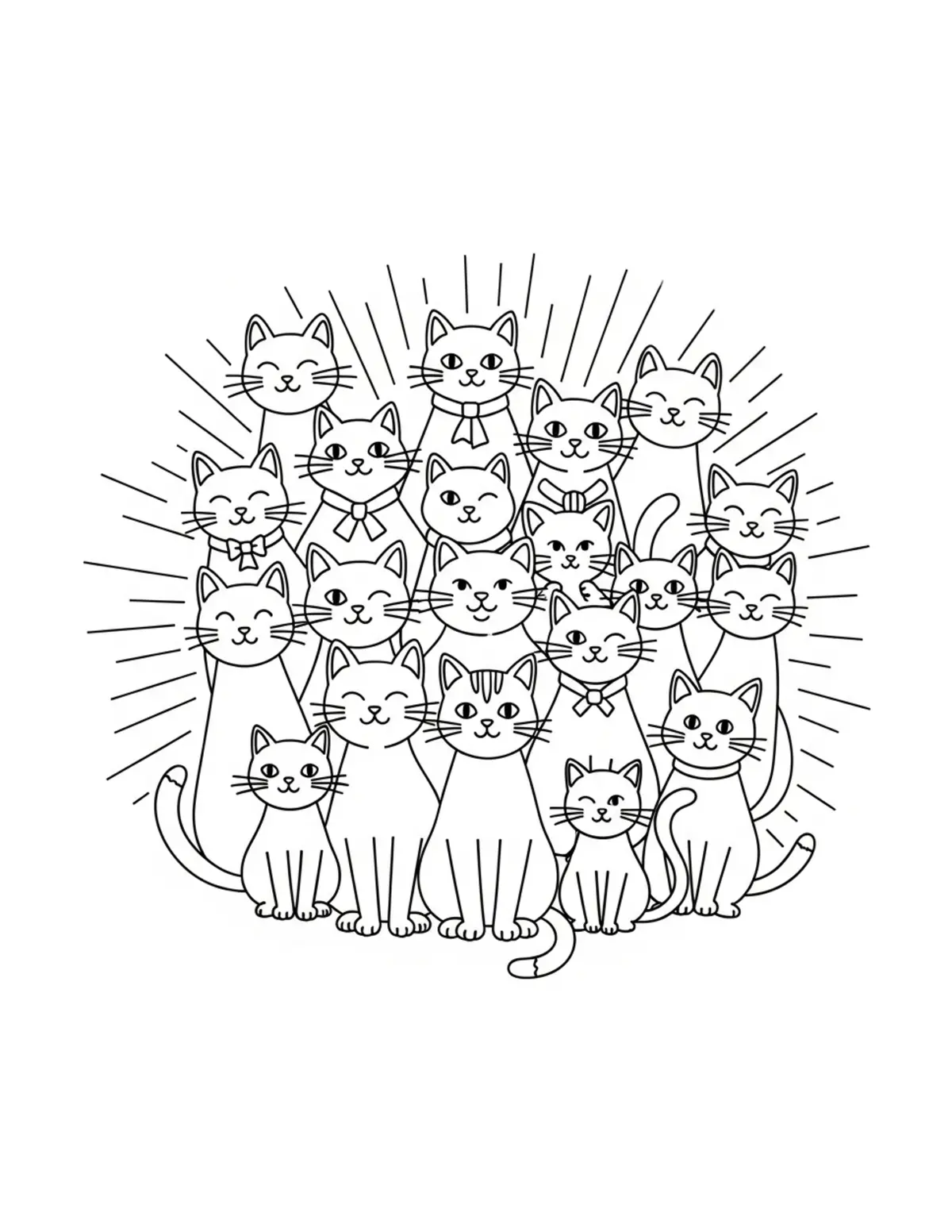 All Village Cats Celebrating T — free printable cozy coloring coloring page for kids and adults