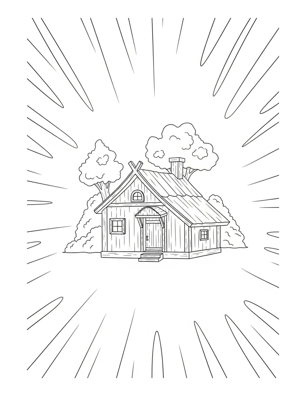Free printable coloring page: lost-woodland-village-route coloring page. Cute and cozy design for kids and adults to download and print.