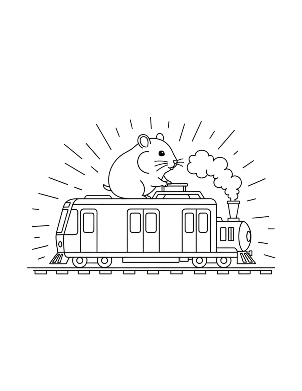 Free printable coloring page: tiny-hamster-operating-a-tiny coloring page. Cute and cozy design for kids and adults to download and print.