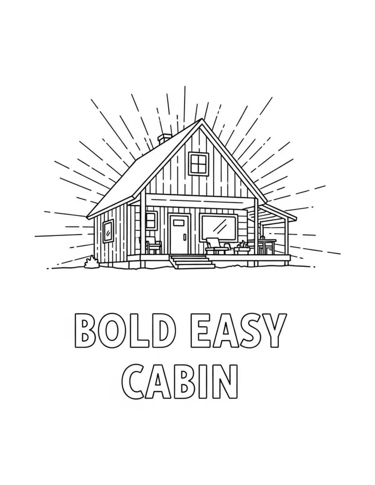 Free printable coloring page: bold-easy-cabin coloring page. Cute and cozy design for kids and adults to download and print.