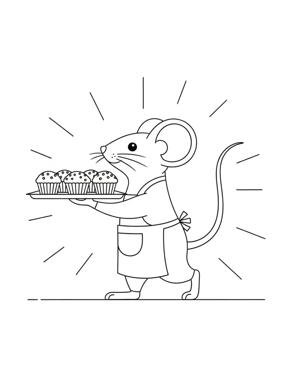 Mouse Carrying A Tray Of Fresh Coloring Page - free printable JPG featuring adorable mouse bakery scenes