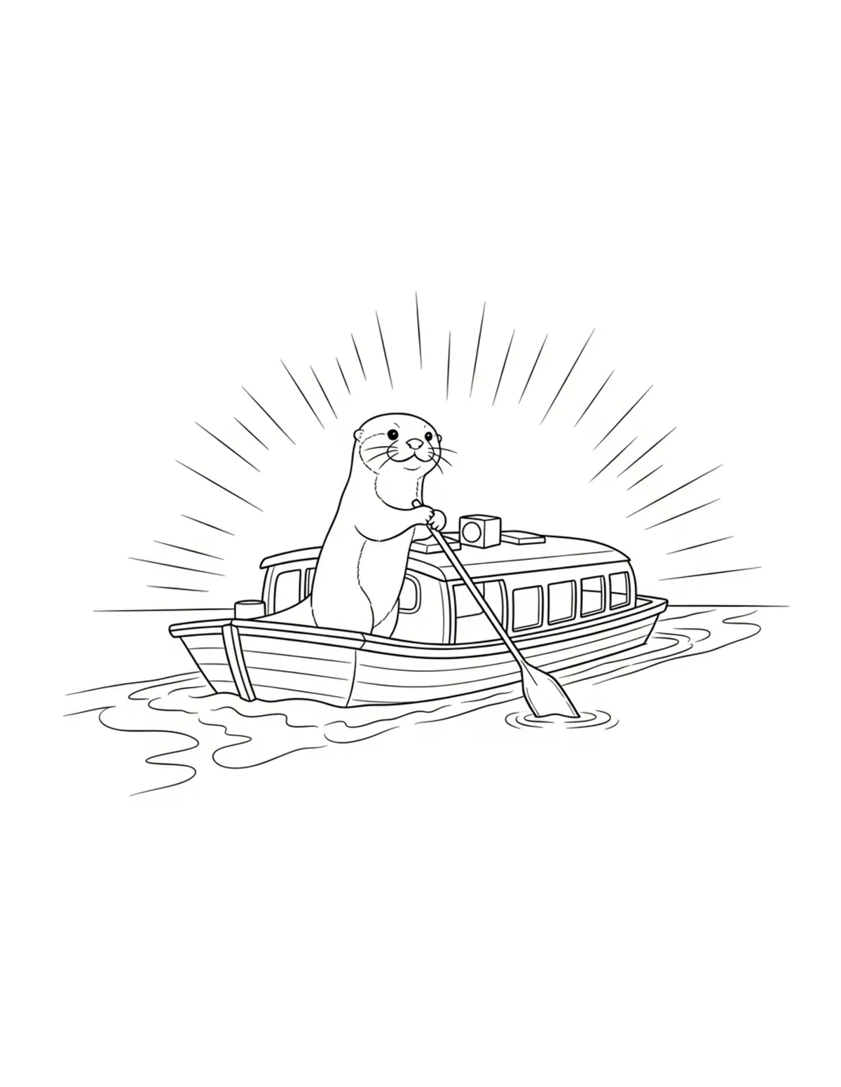 Free printable coloring page: tiny-otter-operating-a-riversi coloring page. Cute and cozy design for kids and adults to download and print.