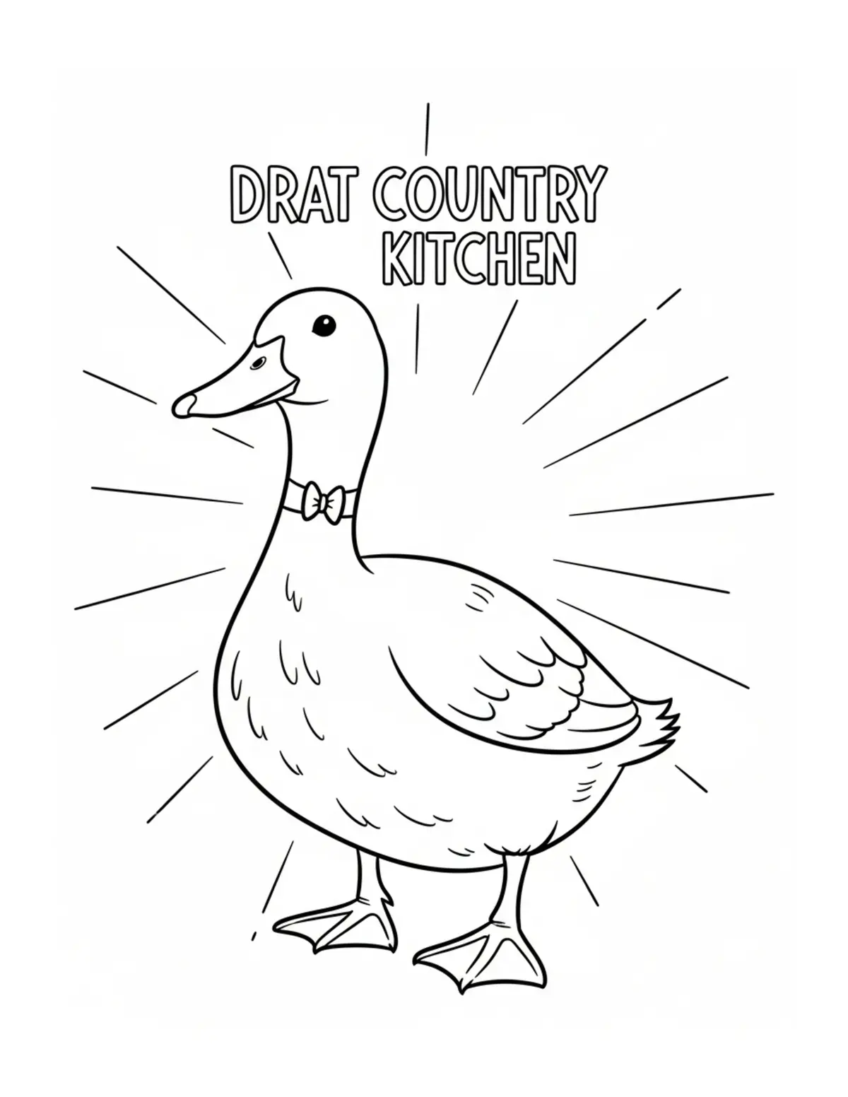 Free printable coloring page: duck country kitchen coloring page. Cute and cozy design for kids and adults to download and print.