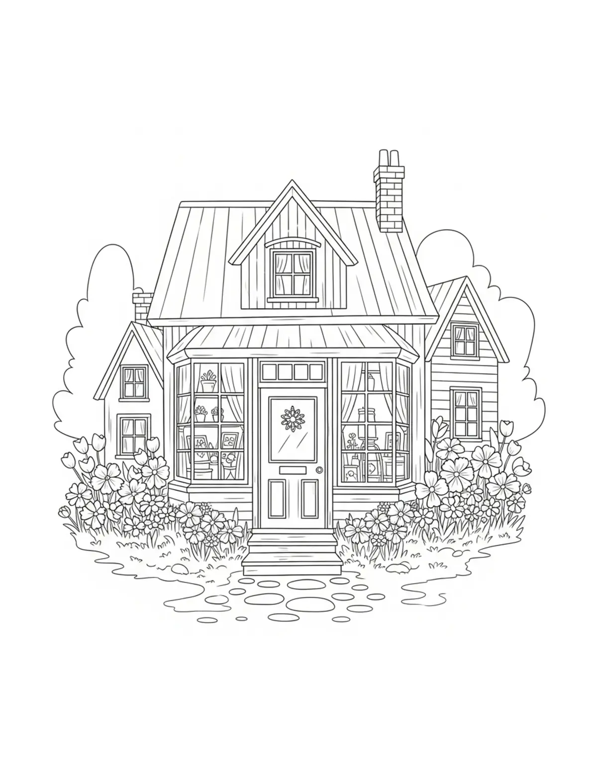 Tiny Antique Shop Exterior Sur Coloring Page - free printable JPG featuring adorable tiny animal village scene