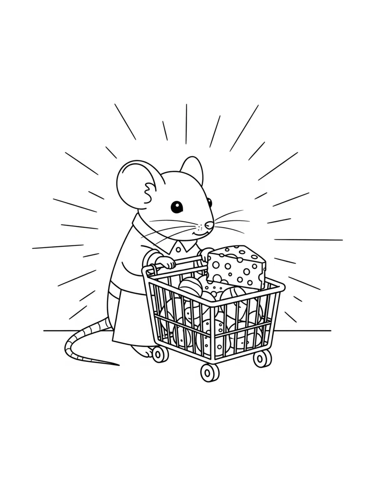 Free printable coloring page: tiny-mouse-managing-a-tiny-che coloring page. Cute and cozy design for kids and adults to download and print.