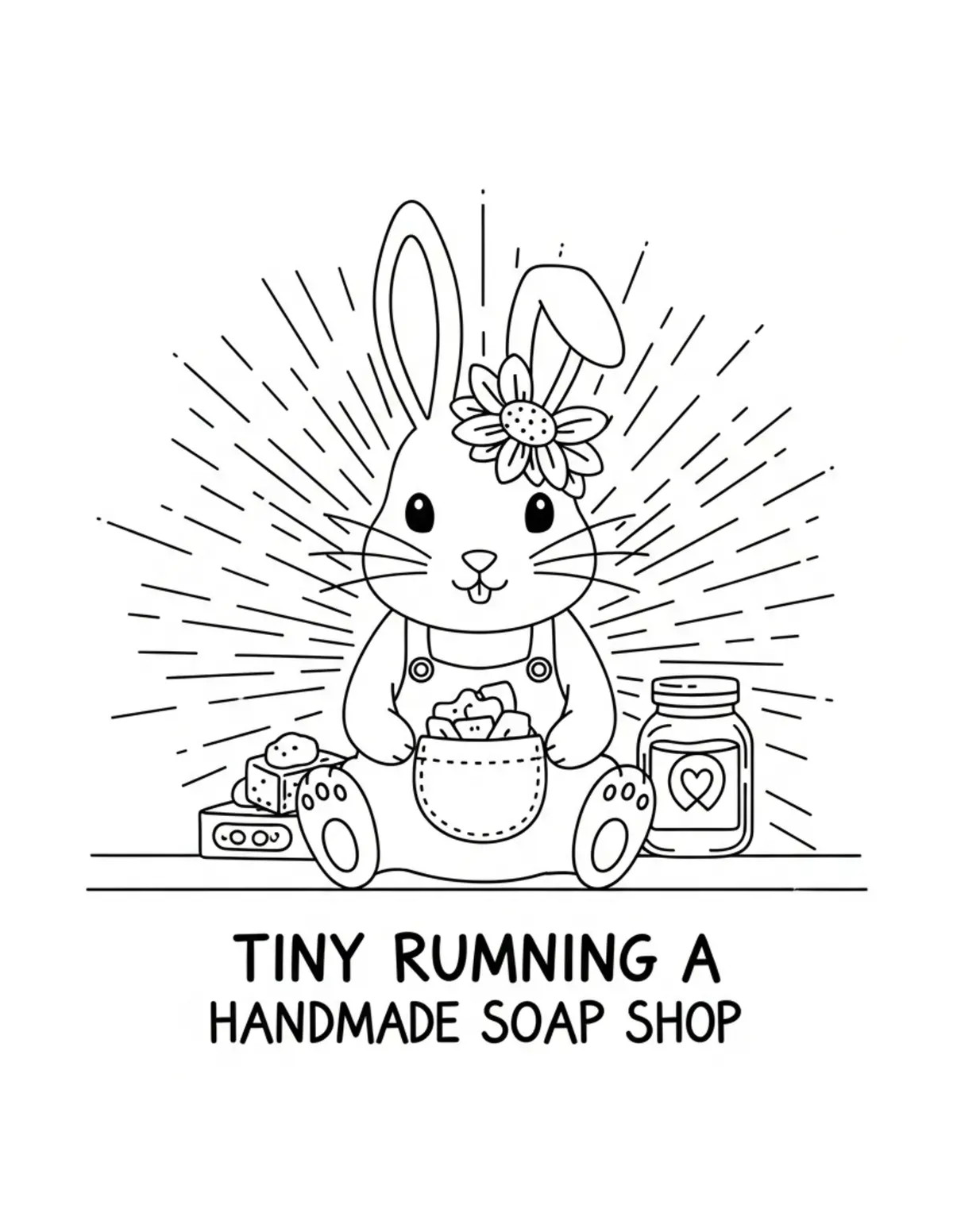 Free printable coloring page: tiny-bunny-running-a-handmade coloring page. Cute and cozy design for kids and adults to download and print.