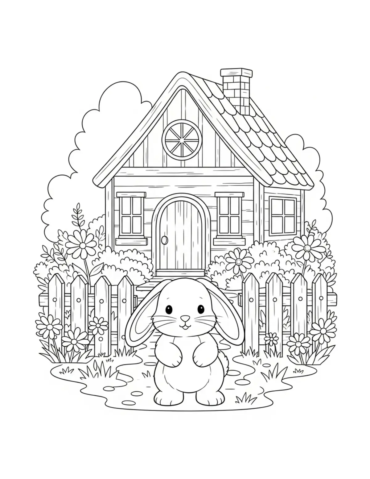 Cottagecore Coloring — Charming cottages, flower gardens, and countryside living scenes