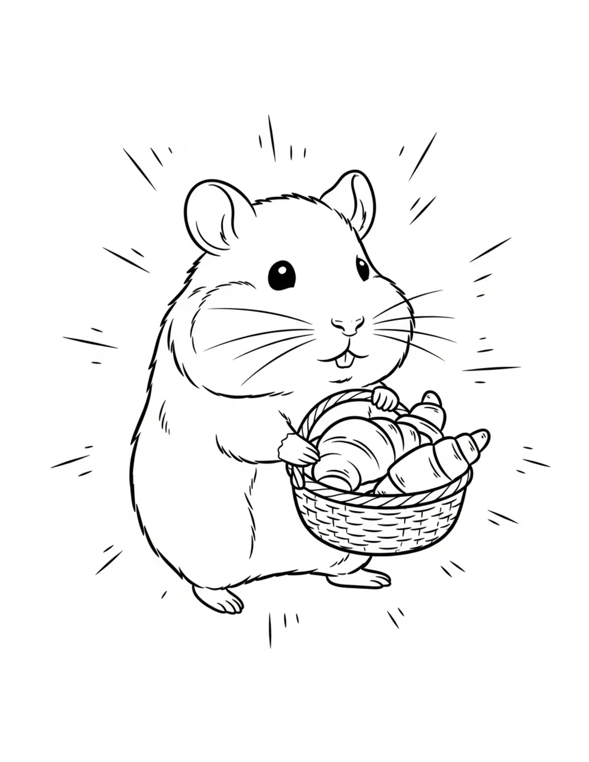 Hamster Carrying A Basket Of C Coloring Page - free printable JPG featuring adorable hamster baking