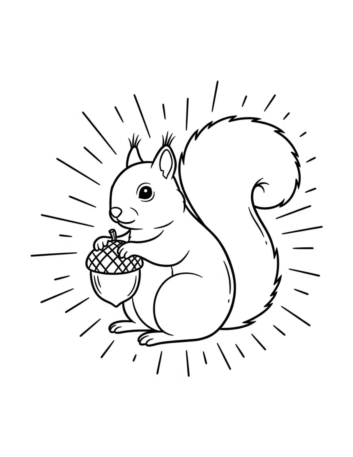Squirrel Acorn Bakery coloring page - free printable JPG featuring adorable squirrels in a woodland scene