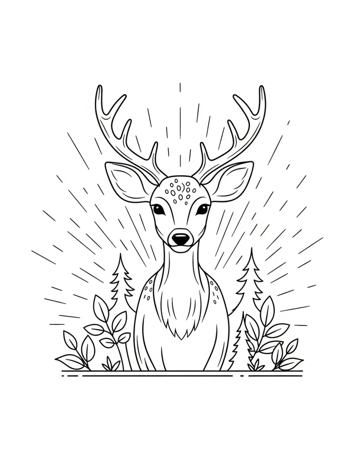 Cute Deer Managing A Woodland coloring page - free printable JPG featuring adorable woodland animals