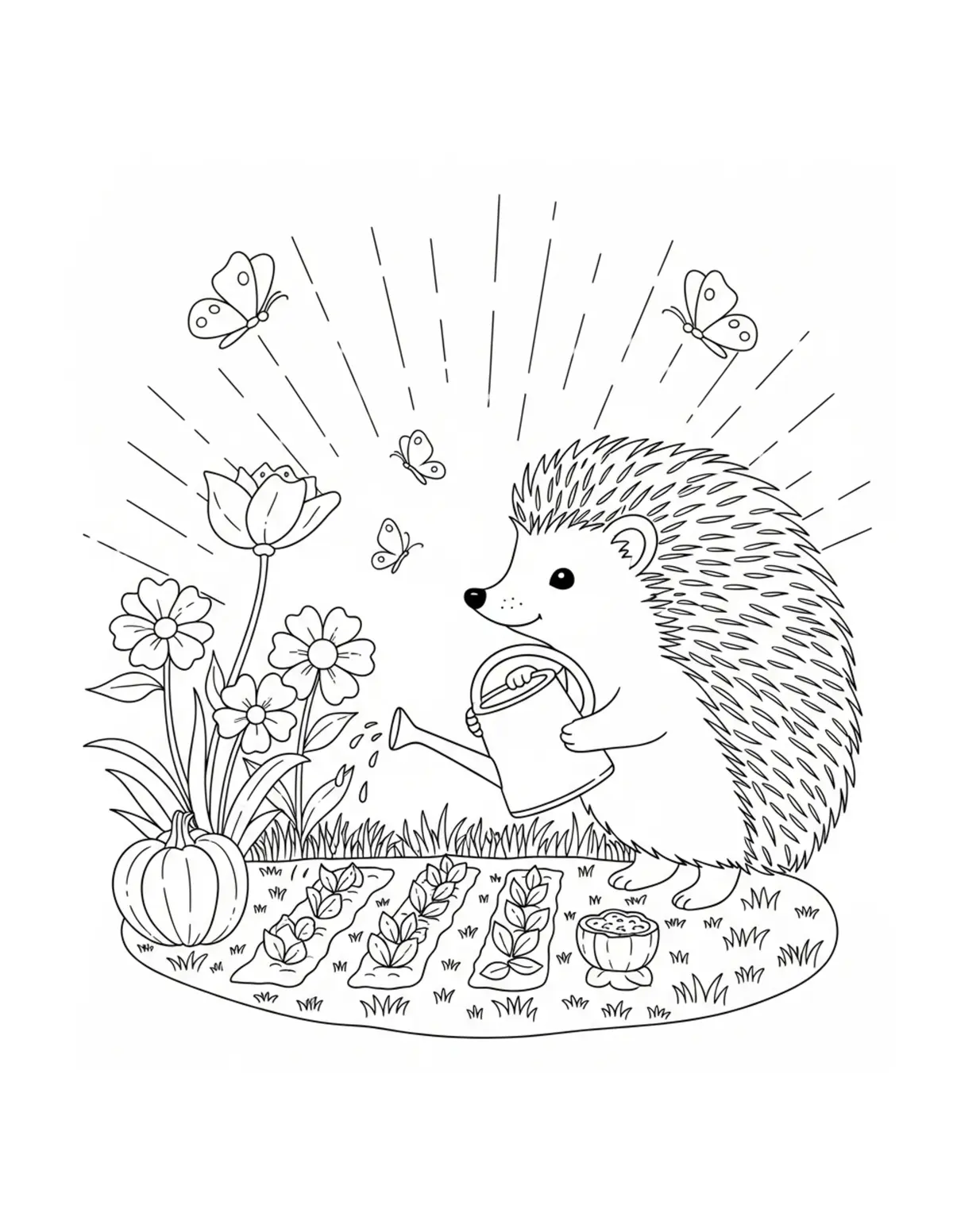 Garden Tea Party — free printable tea party scenes coloring page with tea party theme