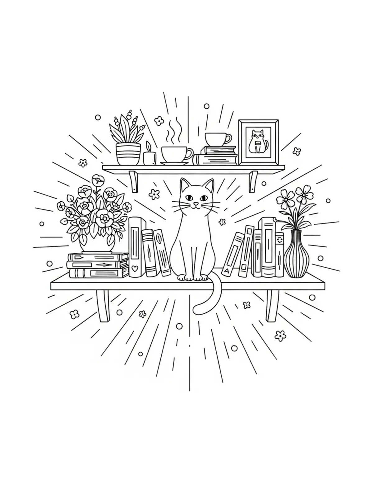 Coffee Shop Scenes — Warm cafes, tea rooms, and cozy coffee shop coloring pages