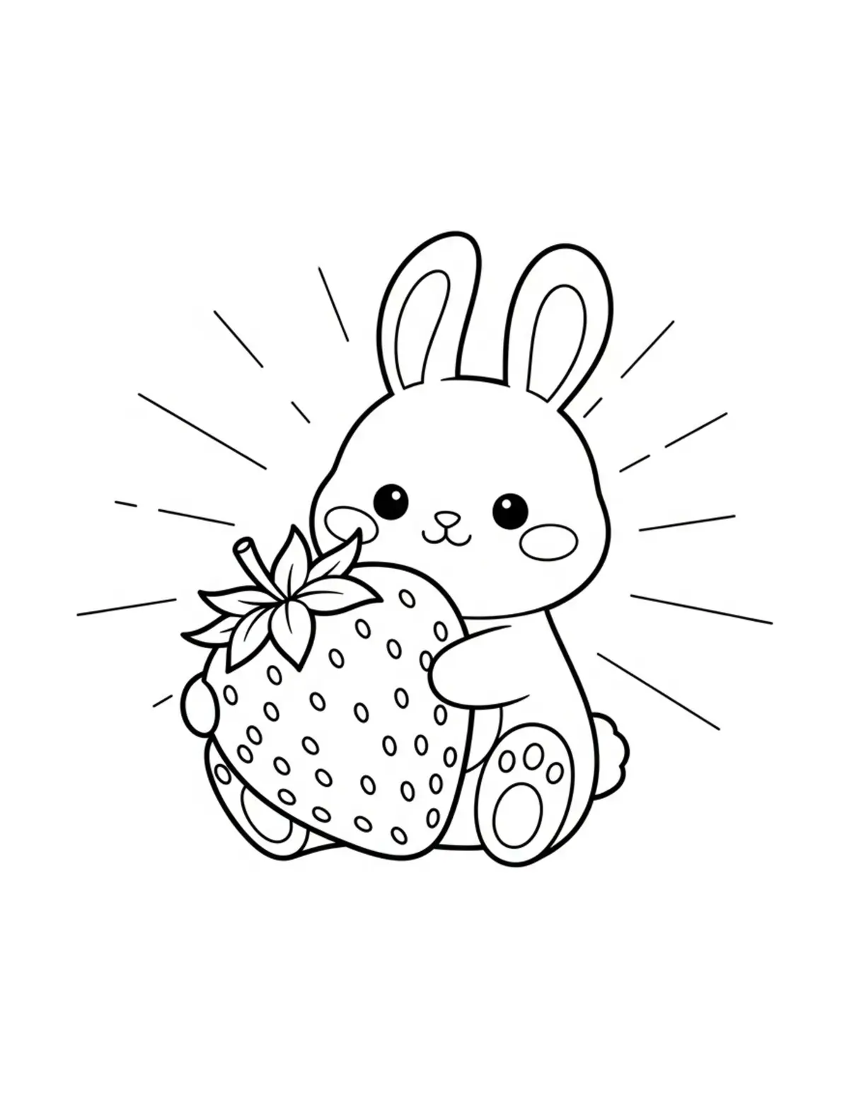 Free printable coloring page: bunny holding giant straw coloring page. Cute and cozy design for kids and adults to download and print.