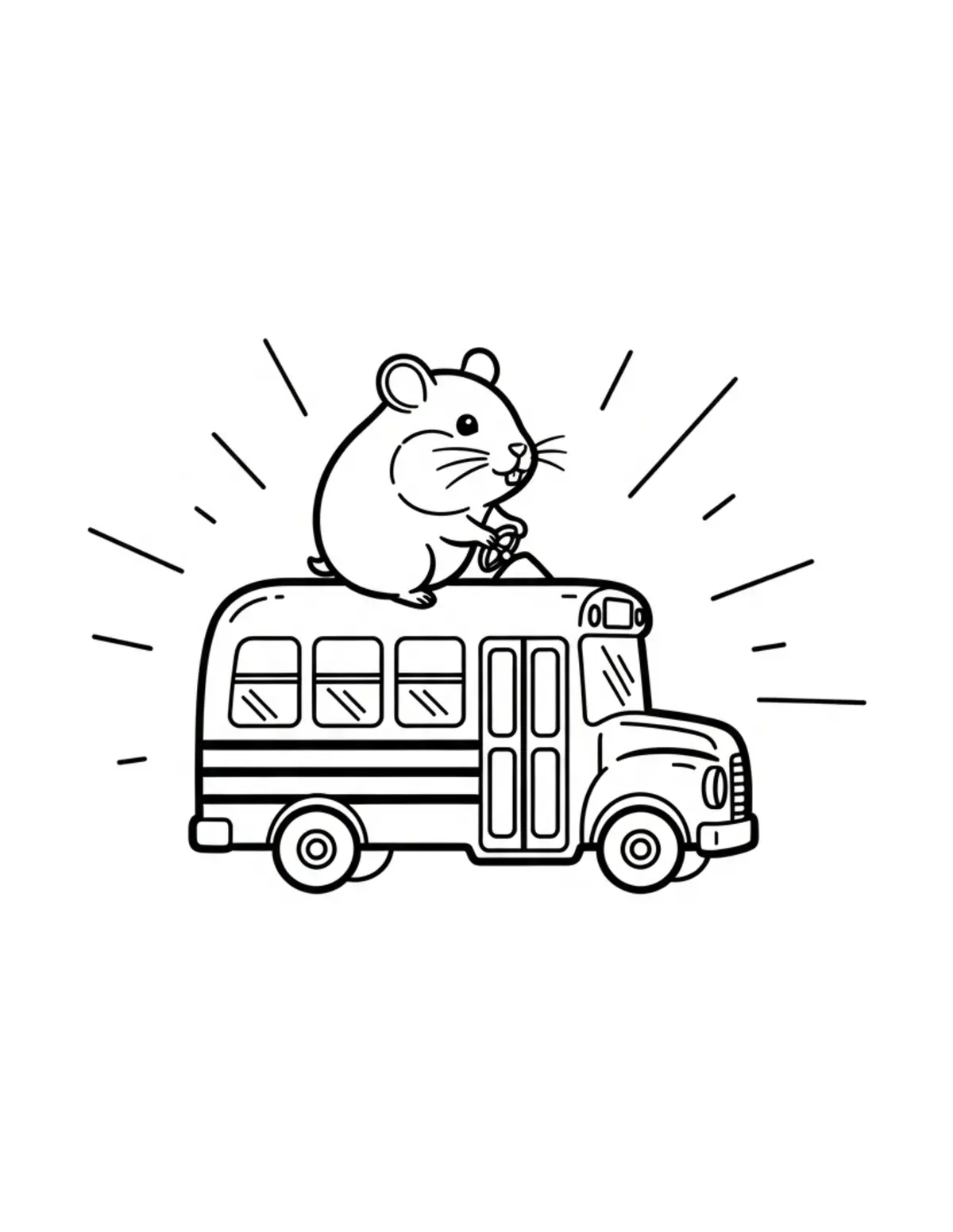 Free printable coloring page: tiny-hamster-driving-a-tiny-sc coloring page. Cute and cozy design for kids and adults to download and print.