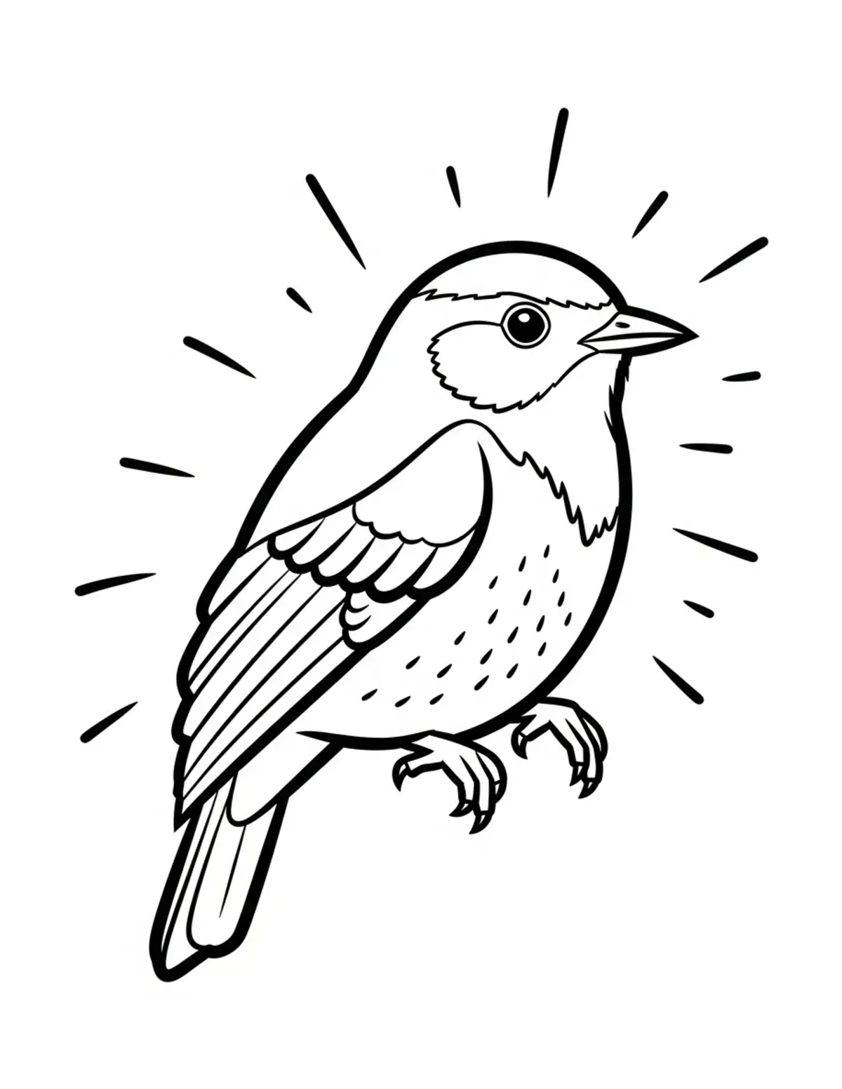 Free printable coloring page: bold-easy-songbird coloring page. Cute and cozy design for kids and adults to download and print.
