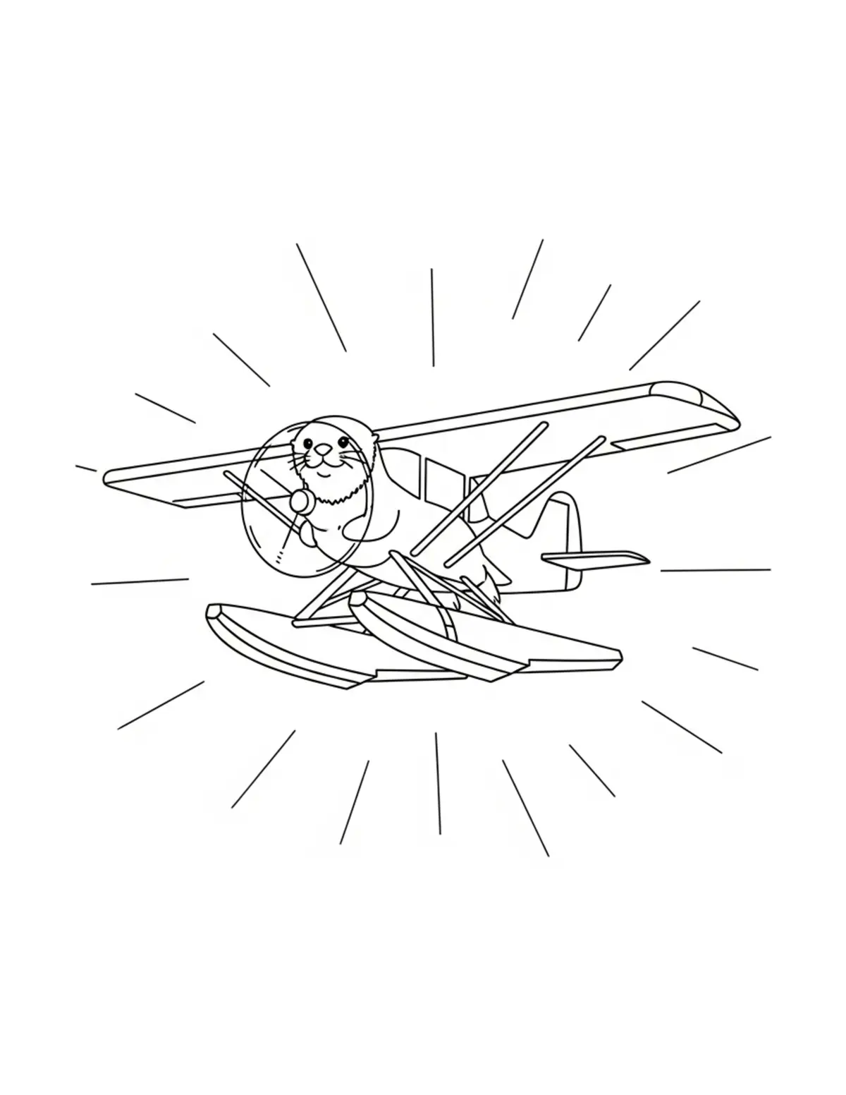 Free printable coloring page: tiny-otter-flying-a-seaside-fl coloring page. Cute and cozy design for kids and adults to download and print.