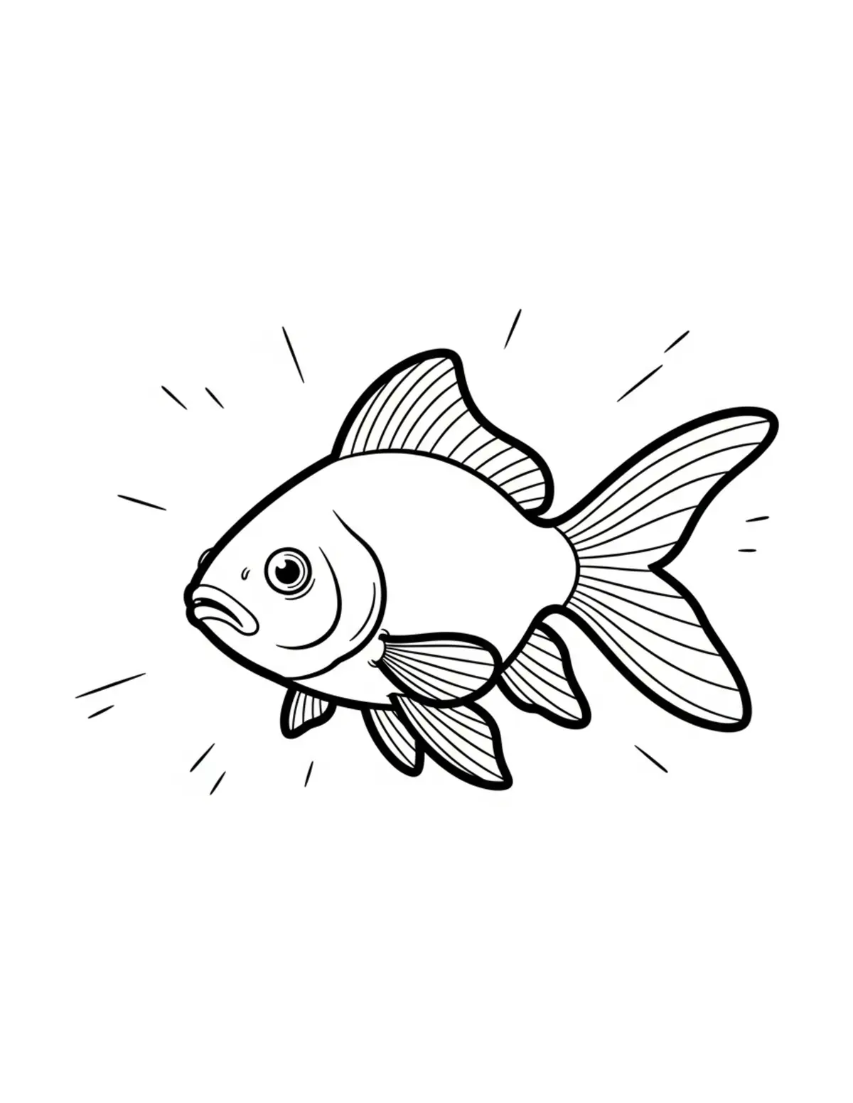 Free printable coloring page: bold-easy-goldfish coloring page. Cute and cozy design for kids and adults to download and print.