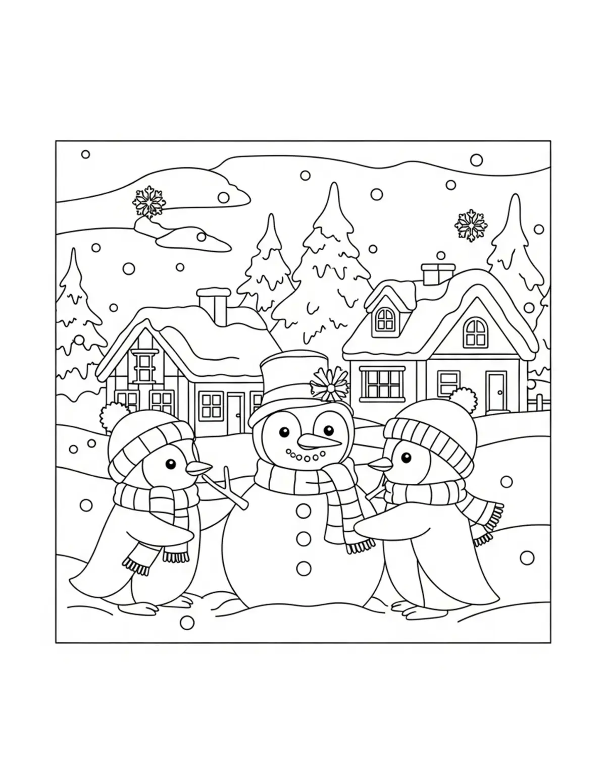 Christmas Coloring — Festive holiday scenes, winter wonderlands, and cozy Christmas pages