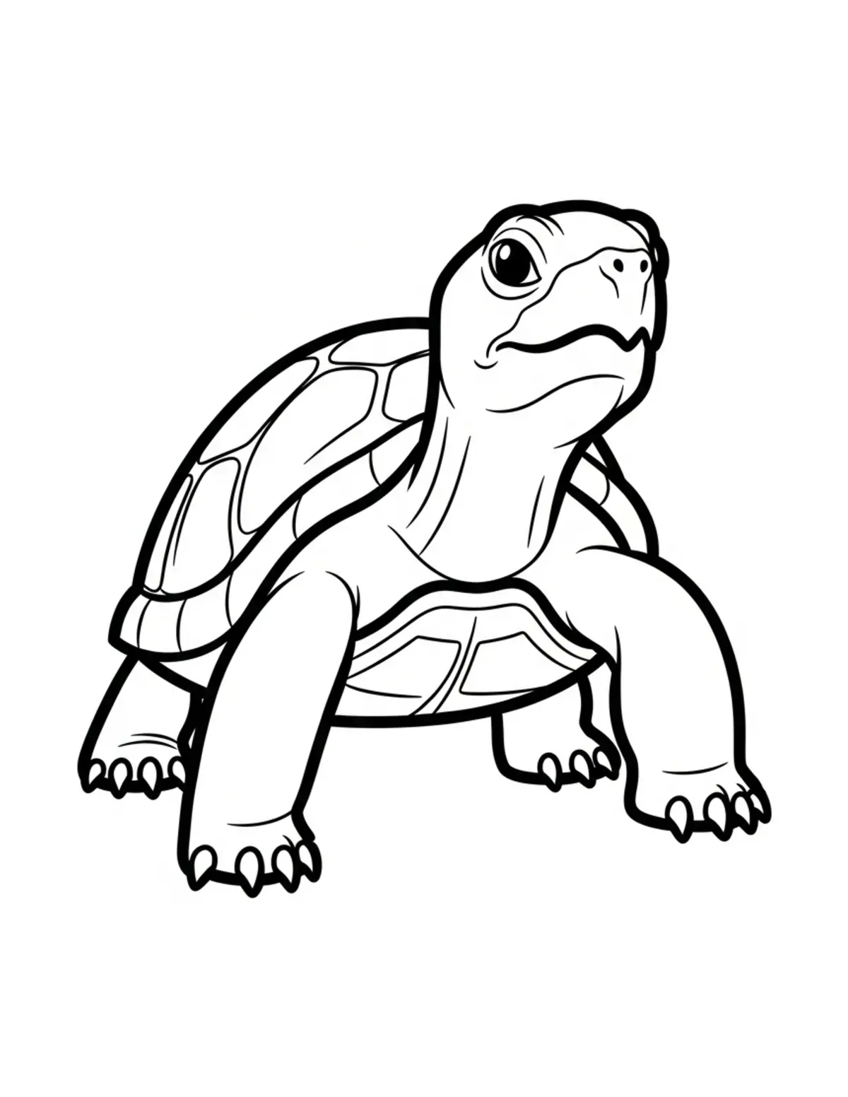 Free printable coloring page: bold-easy-turtle coloring page. Cute and cozy design for kids and adults to download and print.