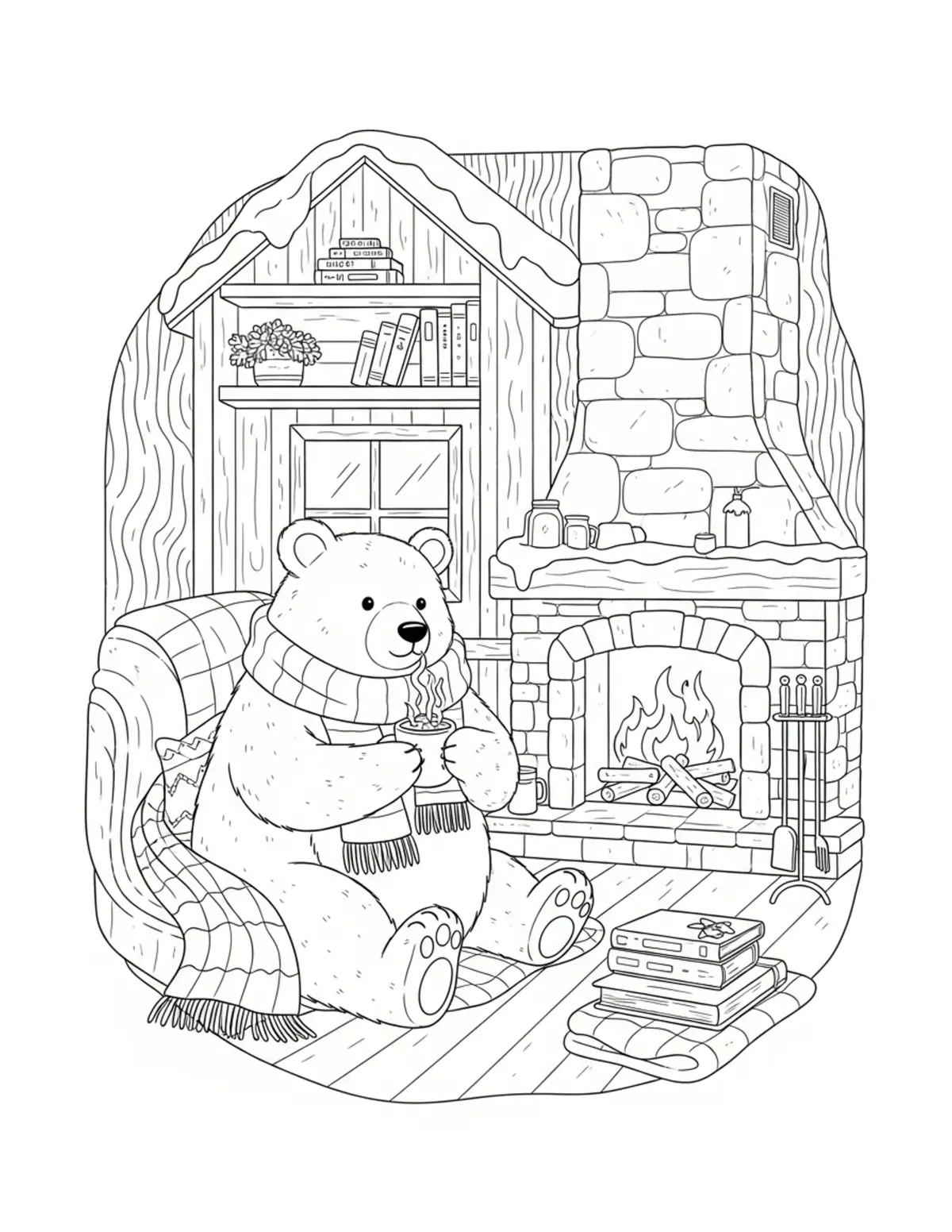 Seasonal Coloring — Winter cabins, autumn scenes, spring gardens, and summer picnics