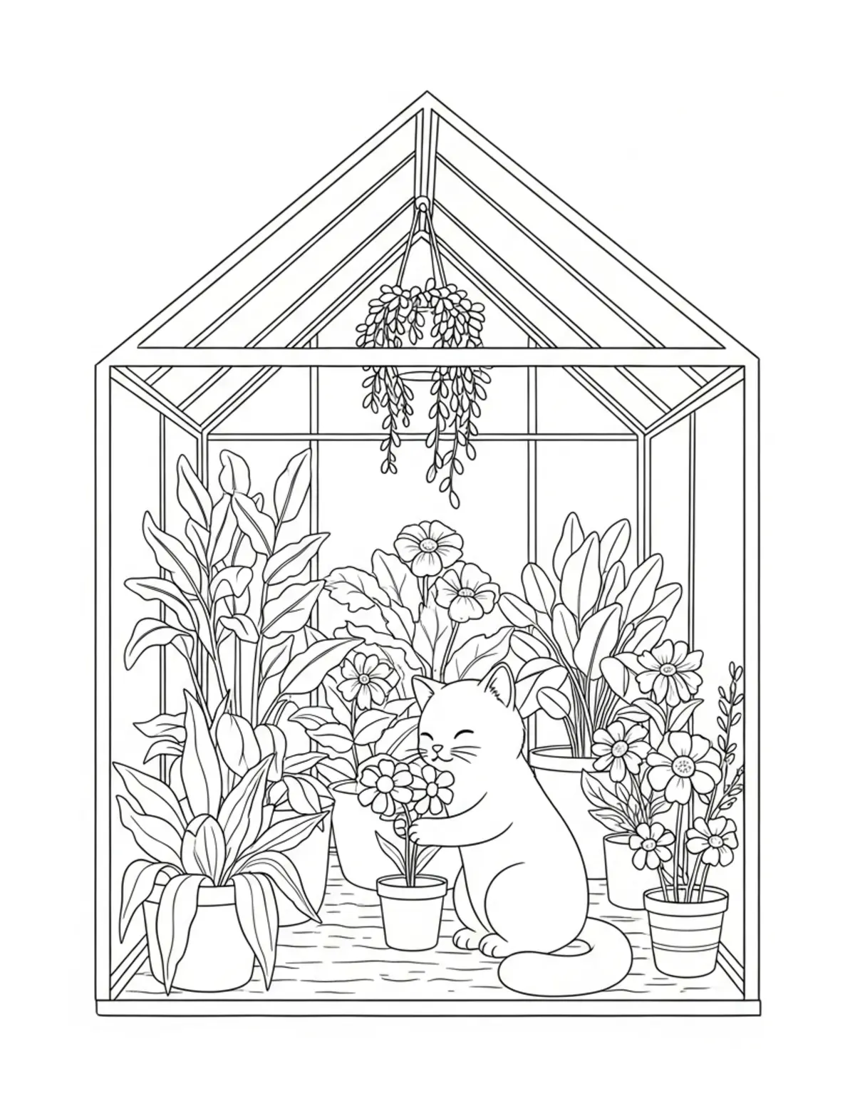 Garden Coloring — Flower gardens, greenhouses, and botanical coloring pages