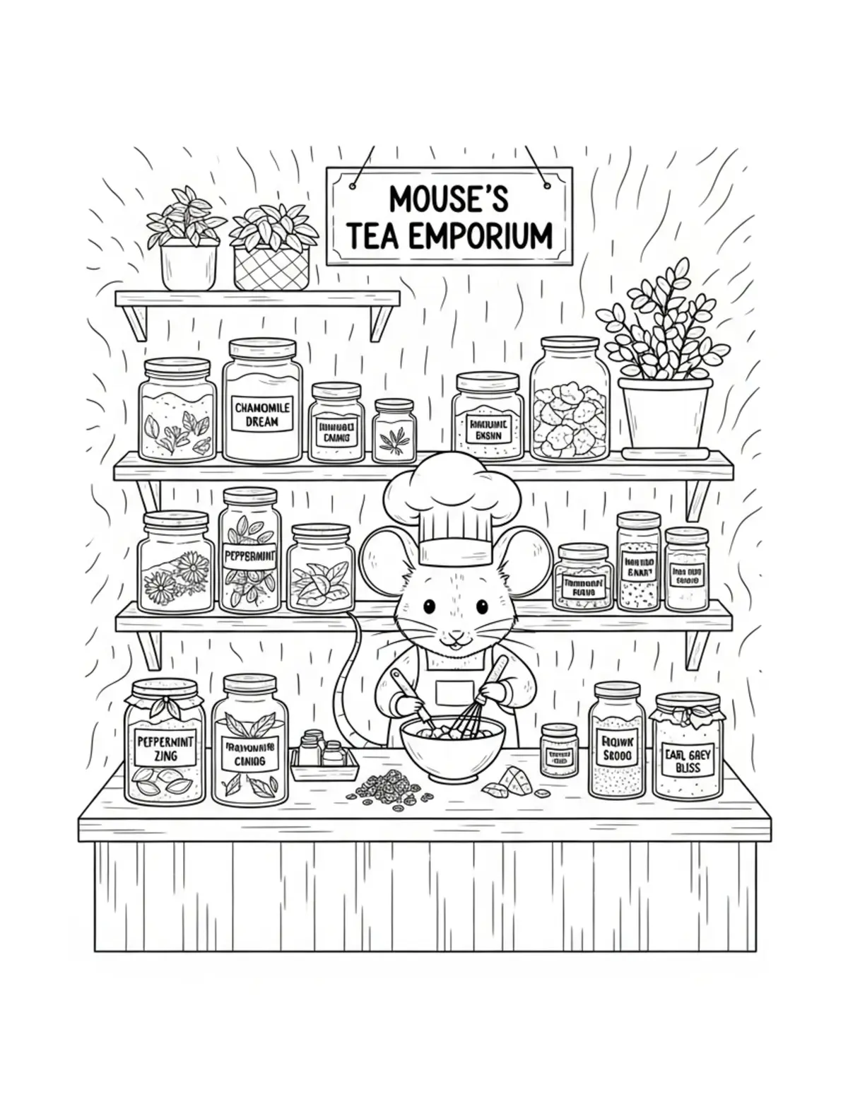 Free printable coloring page: tiny mouse running a specialty coloring page. Cute and cozy tiny animal design for kids and adults to download and print.